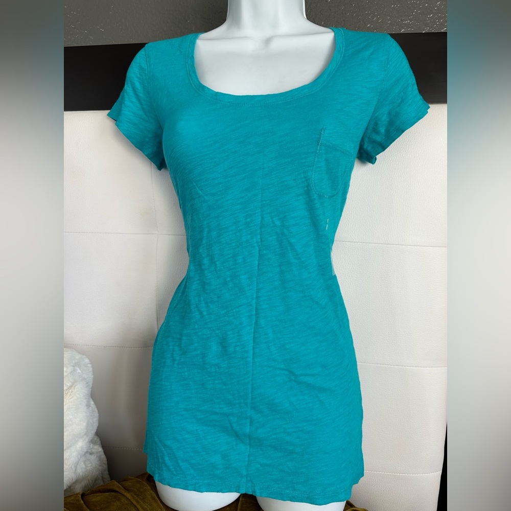 Victorias Secret Pocket round neck Tee Top large teal green